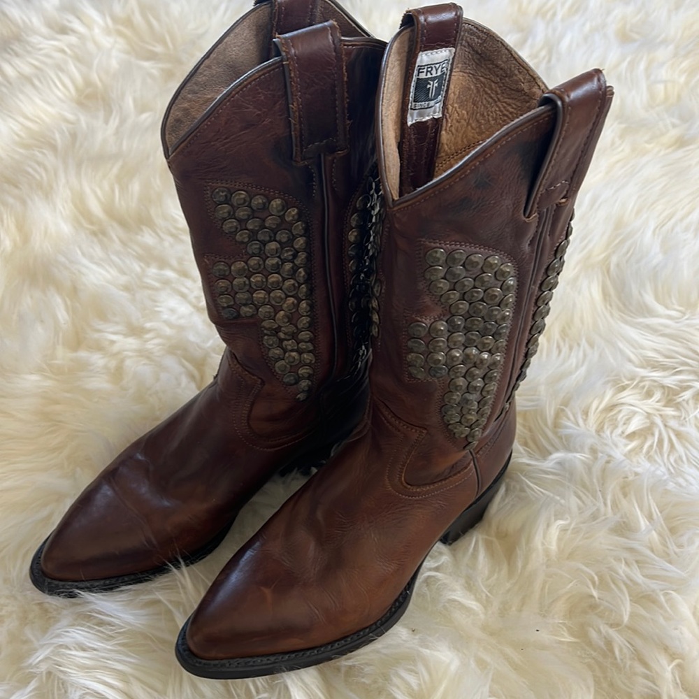 Pair of Studded Frye Cowboy Boots